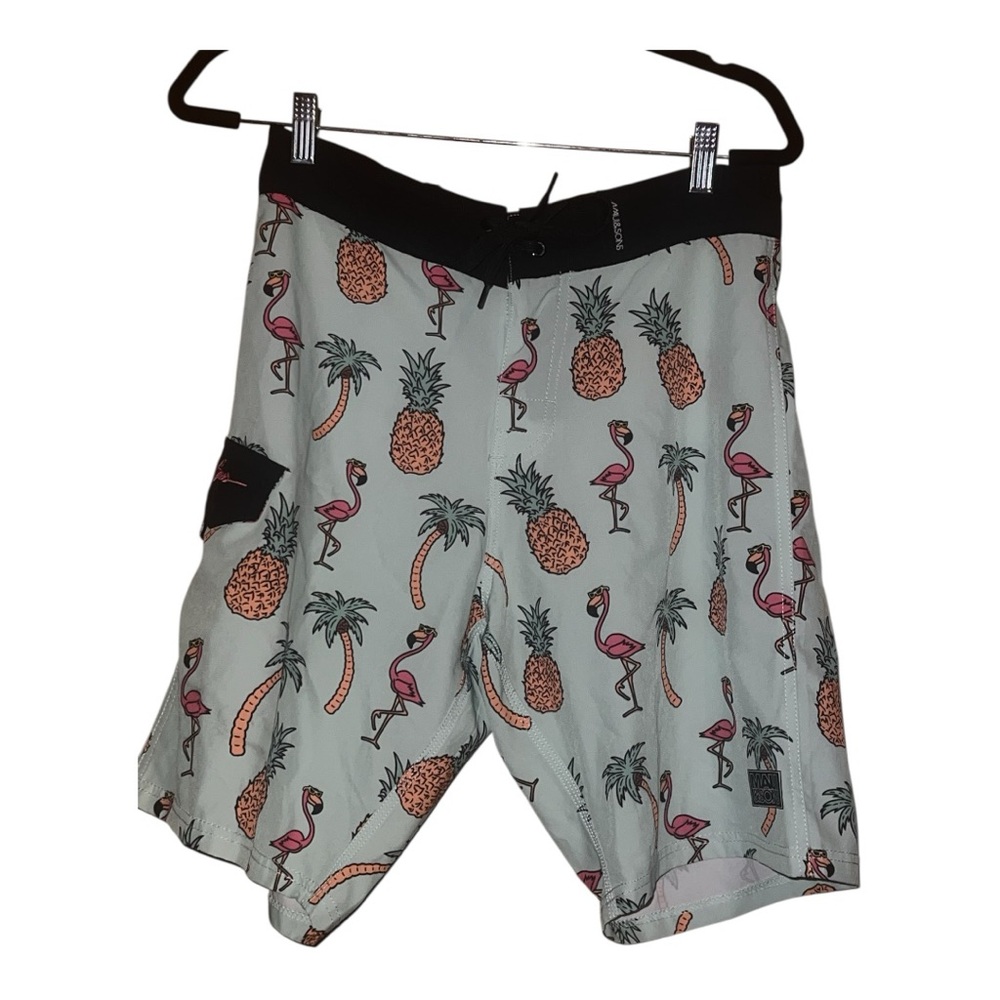 Maui‎ and Sons Green and Black Board Shorts Tropical Vibe